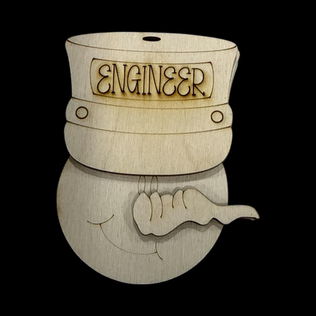 Railroad Snowman Ornaments, Engineer, Conductor, Unfinished Wood Christmas Craft, Snowman Ornaments, DIY paint your own snowman