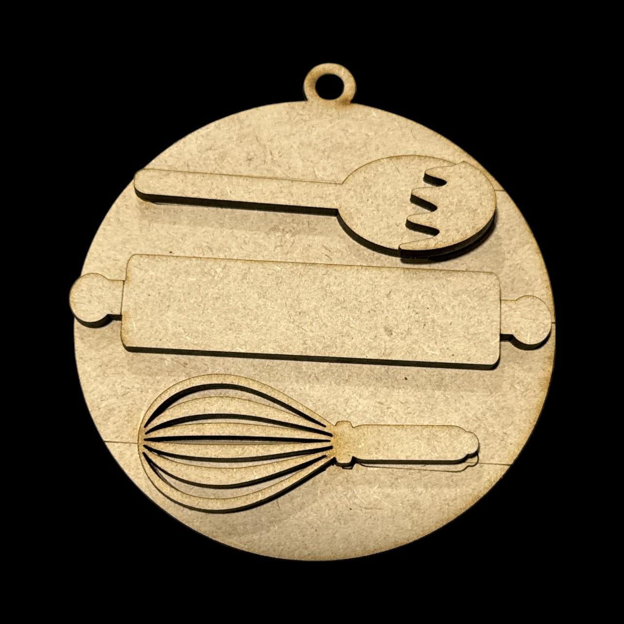 DIY Christmas Baking Spirits Ornaments, Unfinished Wood Christmas Craft, Baking Ornaments, DIY paint your own Rollin Pin, Gingerbread