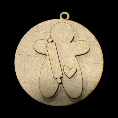 DIY Christmas Baking Spirits Ornaments, Unfinished Wood Christmas Craft, Baking Ornaments, DIY paint your own Rollin Pin, Gingerbread