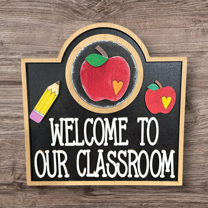 Welcome to our Classroom Frame, 3" Round Inserts Frame, Seasonal Interchangeable, Back to School Gifts, Teacher Gift, Desk Organizer
