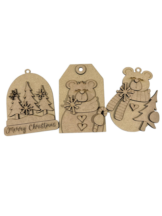 Polar Bear Ornaments Unfinished, Christmas Polar Bears, DIY Polar Bear Ornaments, Paint your own Ornaments, Ornaments, Personalized Bear