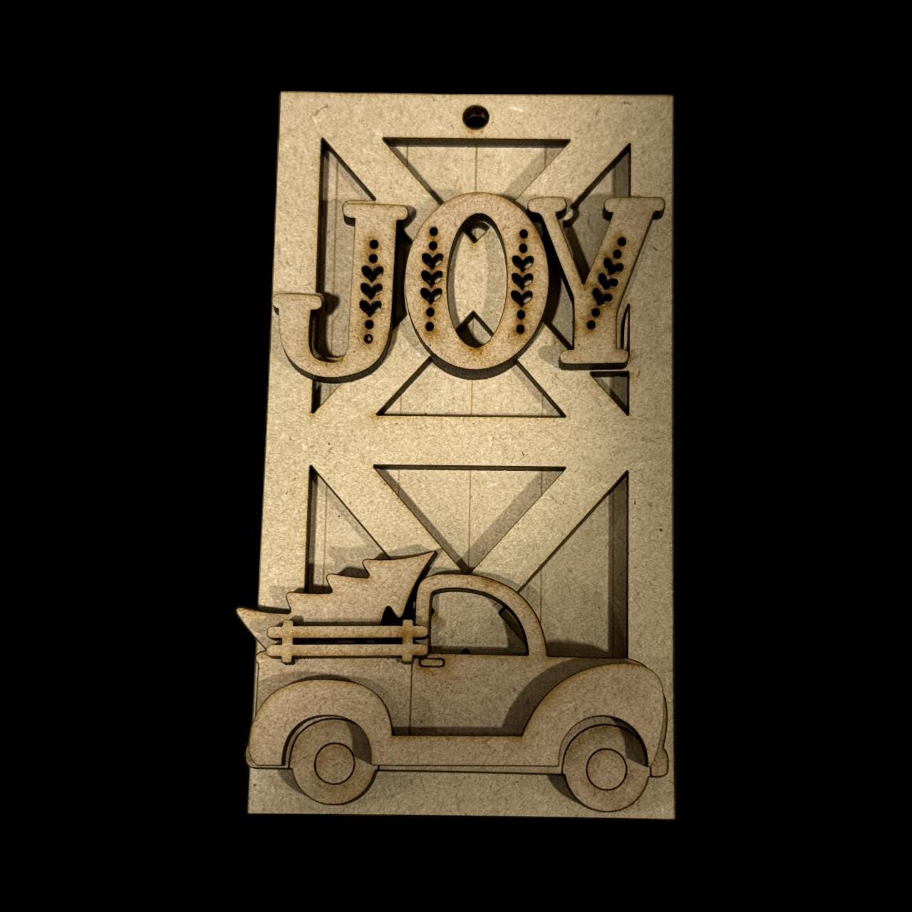 Joy Barn Door Truck DIY Ornaments, Unfinished Wood Christmas Craft, Joy Barn Ornaments, DIY paint your own Truck, Unfinished wooden