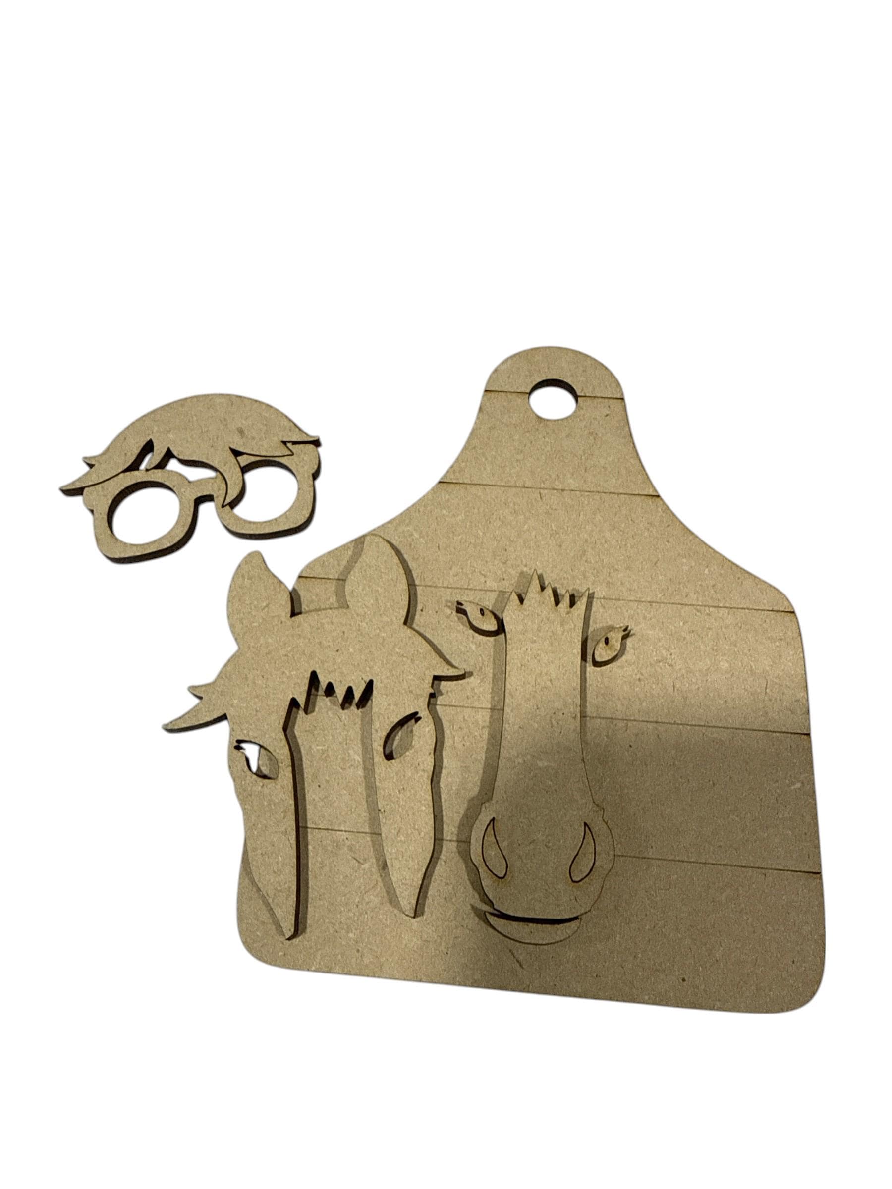 DIY Farm Friends on Cow Tags, Car Charms or Ornaments, Horse Cow Tag Charm, Pig Cow Tag Car Charm, Unfinished Wood Charm