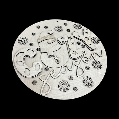 DIY Cozy Season Door Hanger, Winter Snowman, Cozy Winter Snowman Door Hanger, Snowflakes