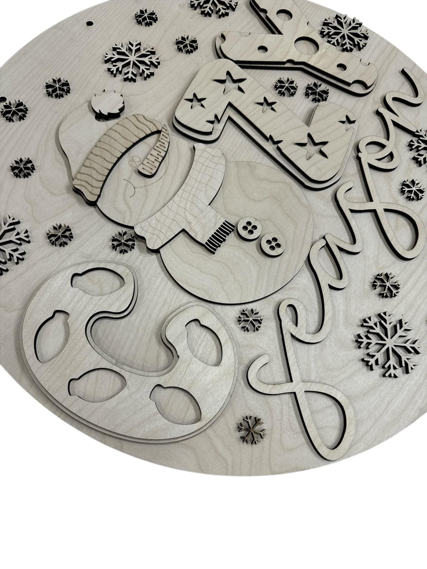 DIY Cozy Season Door Hanger, Winter Snowman, Cozy Winter Snowman Door Hanger, Snowflakes