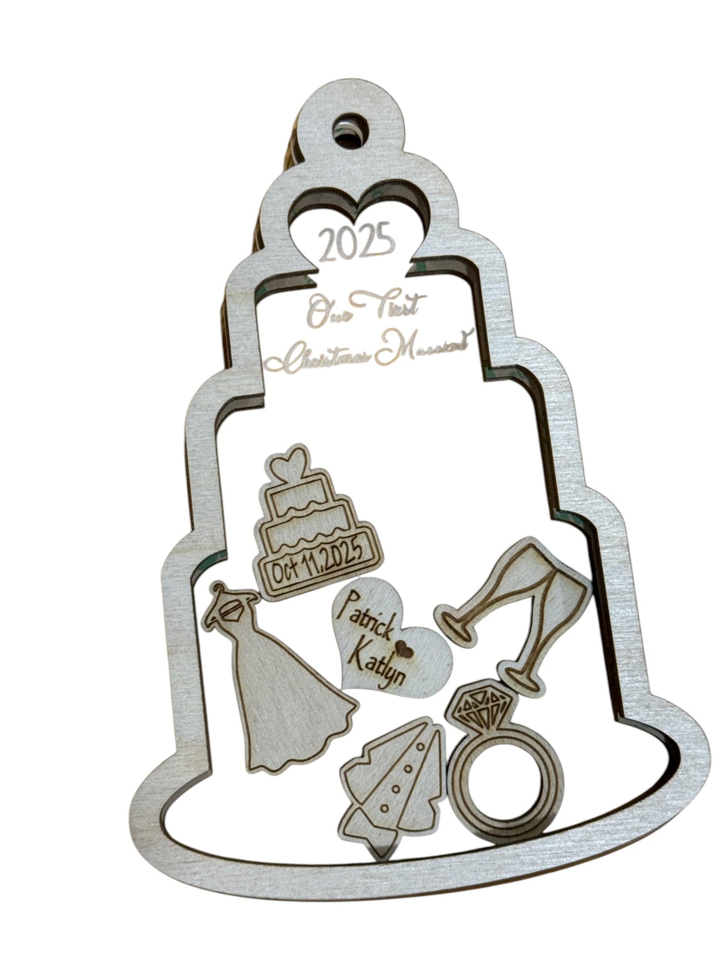 Wedding Shaker DIY Shaker Ornament:Unfinished Acrylic & Wood, Customize, Layered Ornament, Acrylic Shaker, Mr and Mrs. Shaker, 1st Christmas