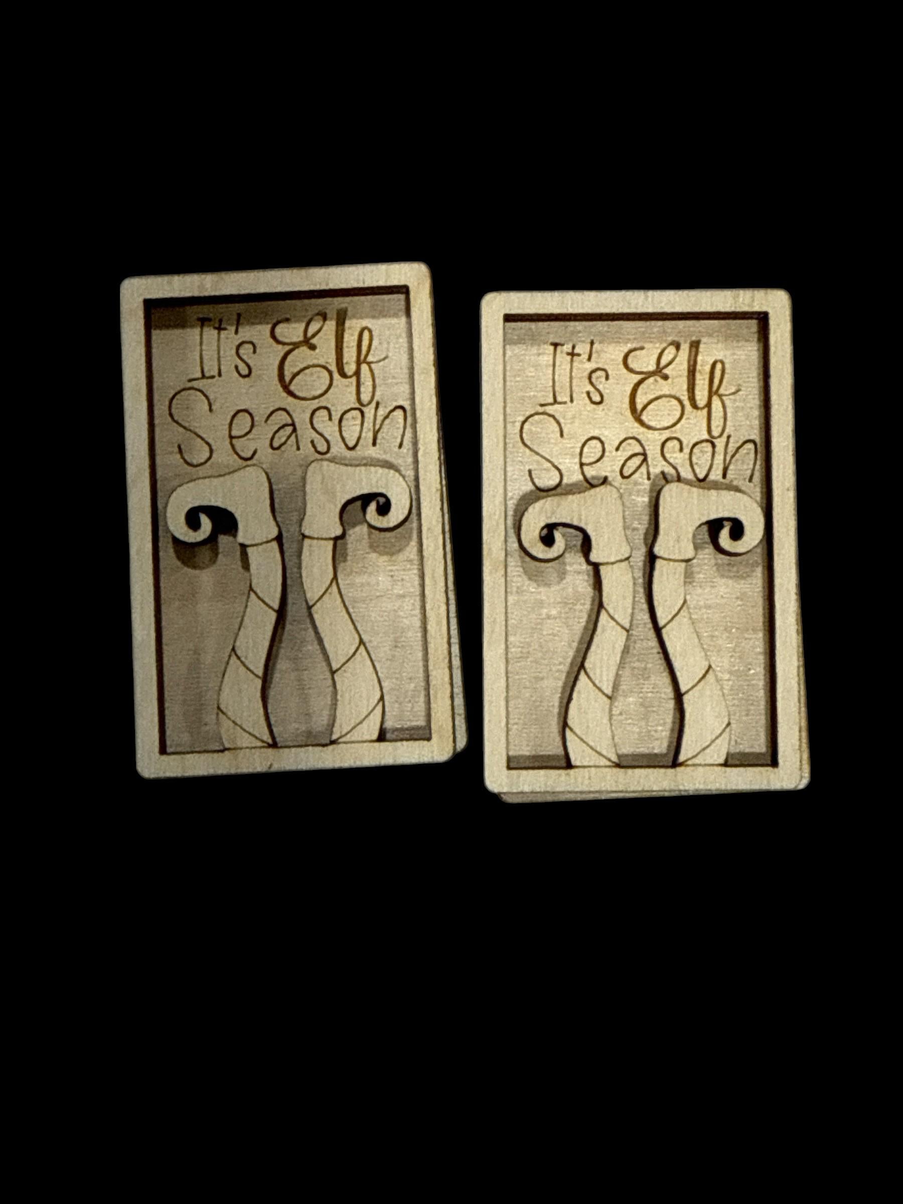 DIY It's Elf Season 2" Hair Clip Pieces, Elf Season, Wooden Blank Clip, Wood is Ready to Paint, Laser Cut, Claw Clip. 2", Holiday Hair Clip