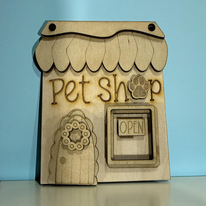 Pet Shop or Pet Groomer Ornament DIY, unfinished ornaments, holiday crafts, Personalized with Shop, unfinished wood ornament, DIY decor
