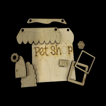 Pet Shop or Pet Groomer Ornament DIY, unfinished ornaments, holiday crafts, Personalized with Shop, unfinished wood ornament, DIY decor