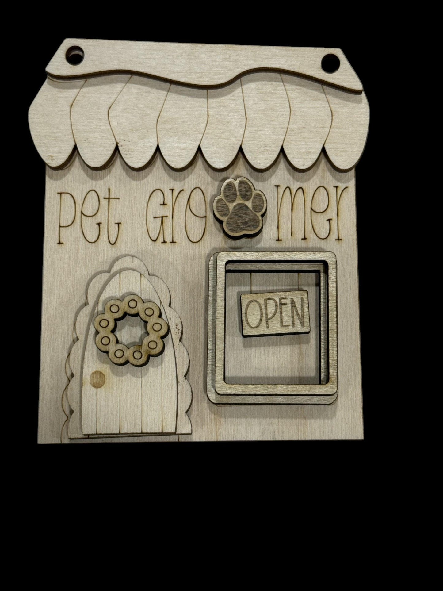 Pet Shop or Pet Groomer Ornament DIY, unfinished ornaments, holiday crafts, Personalized with Shop, unfinished wood ornament, DIY decor
