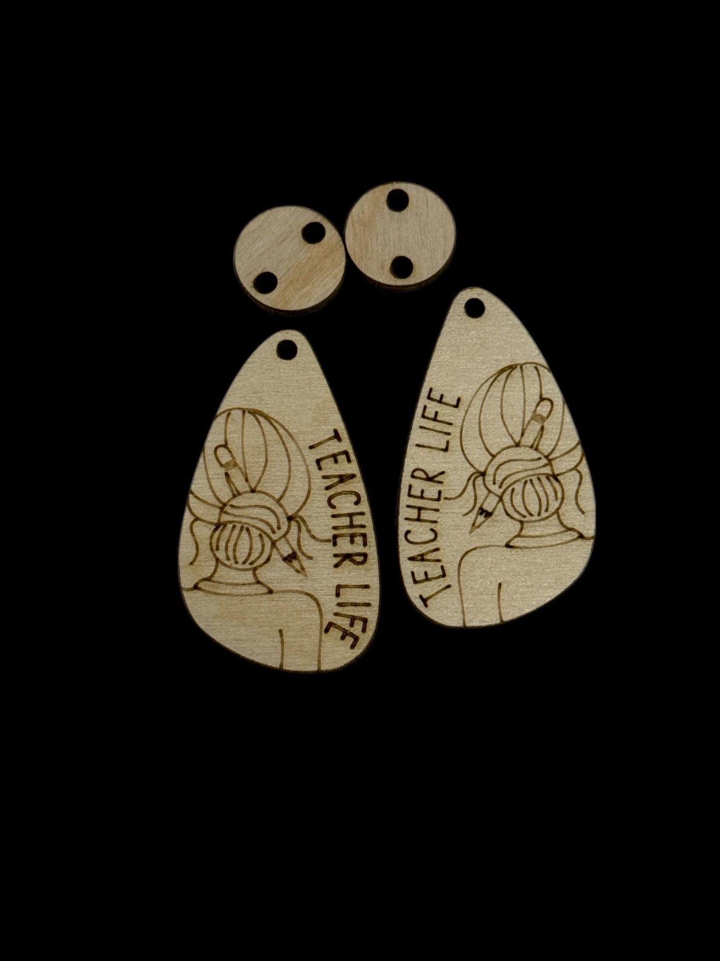 Teacher Life DIY Earrings, Unfinished Birch Wood, Teacher Life, Teacher Life Earrings, Unfinished Paint your own, Teacher Studs, Apples