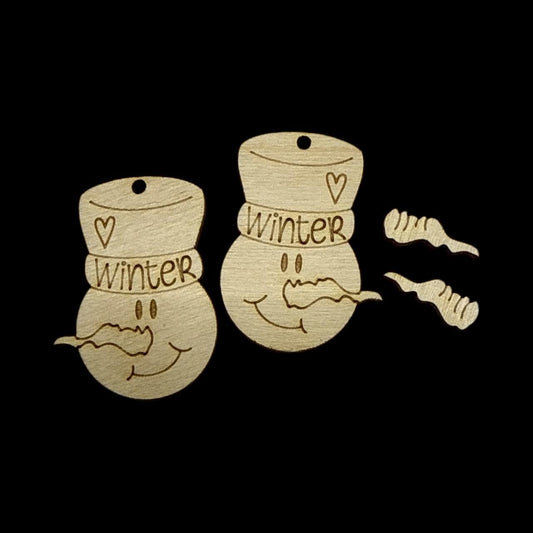 DIY Cute Snowman Earrings: Unfinished Wood, Paintable Jewelry, unfinished snowman earring, Winter snowman earring diy