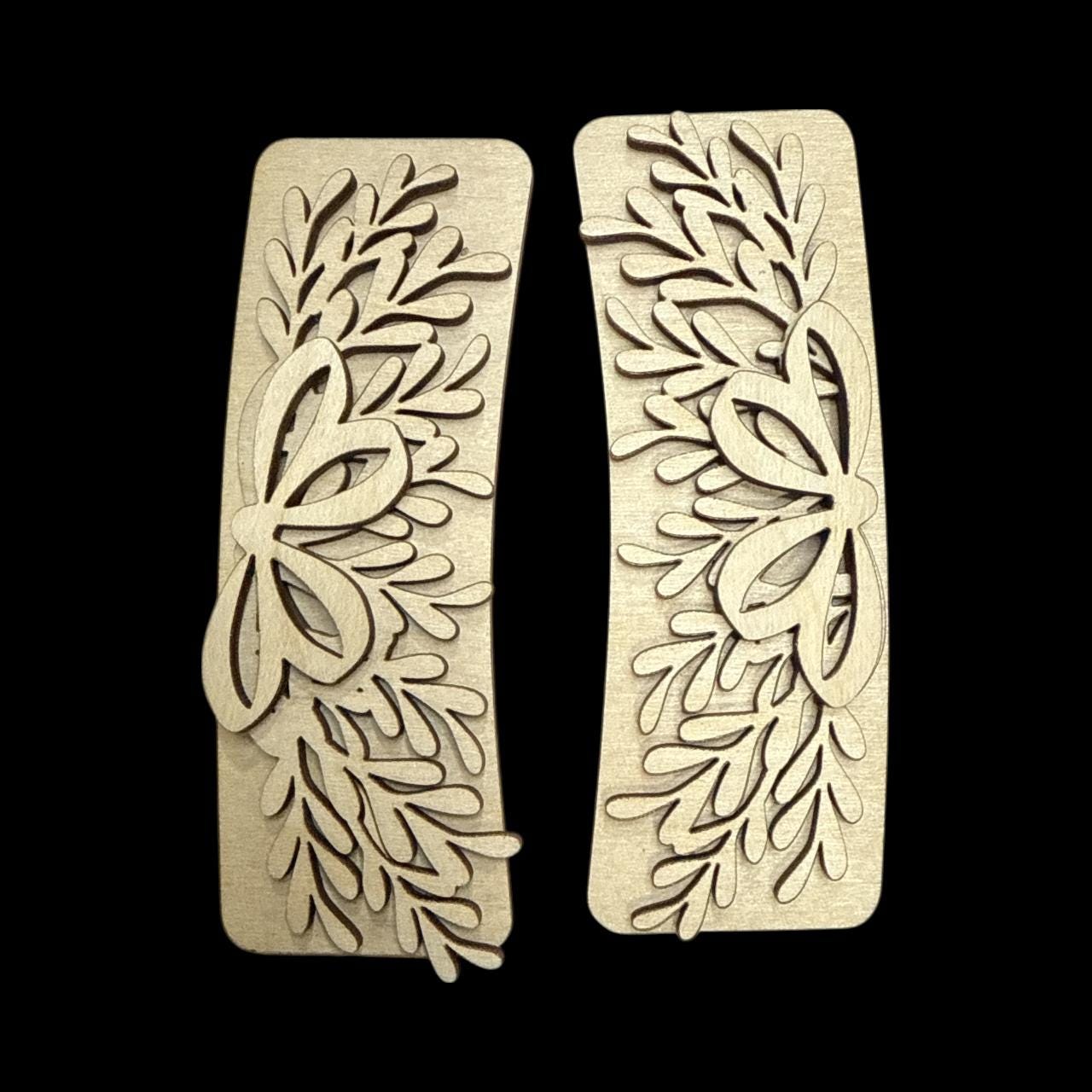 DIY Christmas Greenier Claw Clip: Unfinished Wood Laser Cut Blank