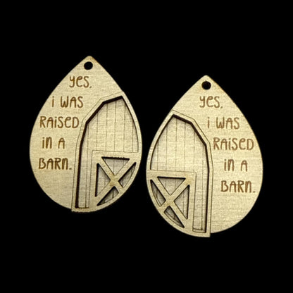 DIY Yes I was raised in a Barn Earrings, Stud Barn Earrings, Barn Earrings DIY, Paint your own Earrings, Barn Unfinished, Raised in a Barn