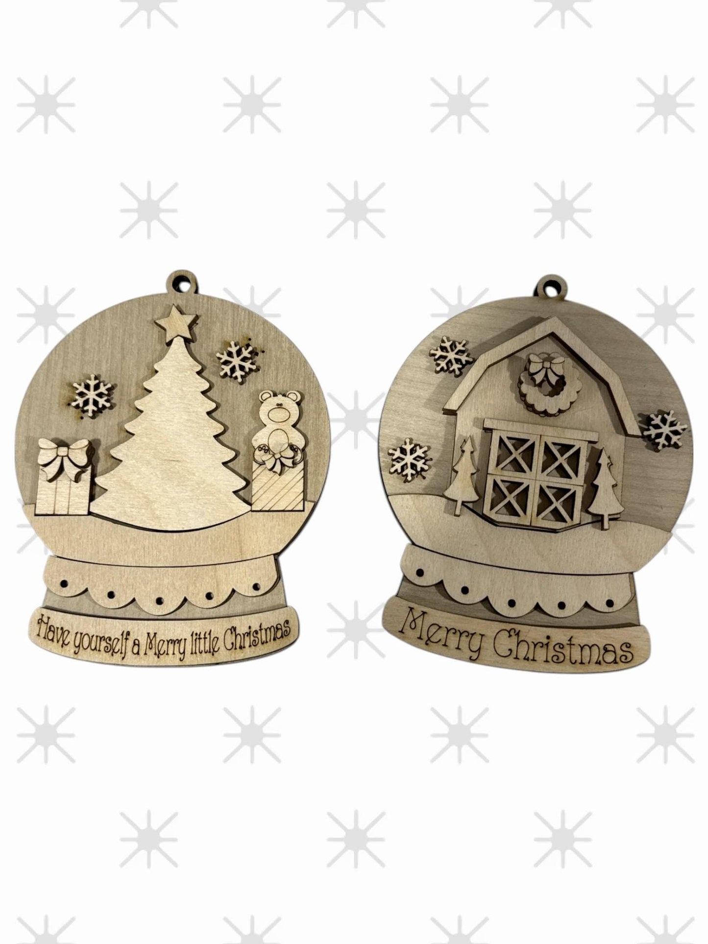 Snowglobe Ornaments DIY, Baby's First Christmas, Barn Snowglobe, Cardinal, unfinished ornaments, holiday crafts, DIY