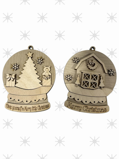 Snowglobe Ornaments DIY, Baby's First Christmas, Barn Snowglobe, Cardinal, unfinished ornaments, holiday crafts, DIY