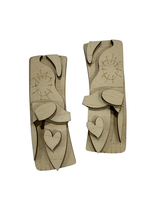 Heart Gnome DIY Wood Laser Blank Hair Clip: Ready to Paint, Clip2" and 4"