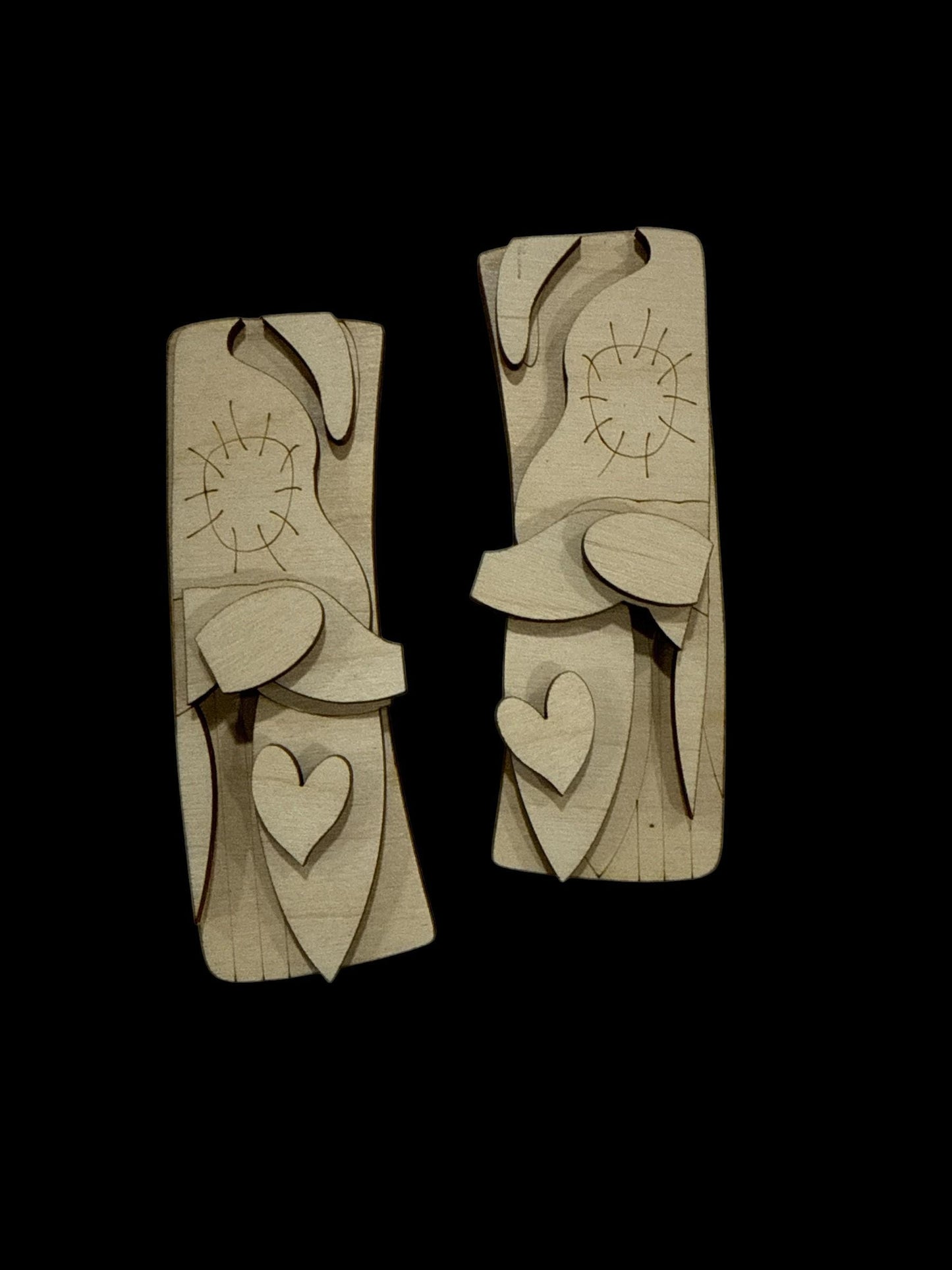 Heart Gnome DIY Wood Laser Blank Hair Clip: Ready to Paint, Clip2" and 4"