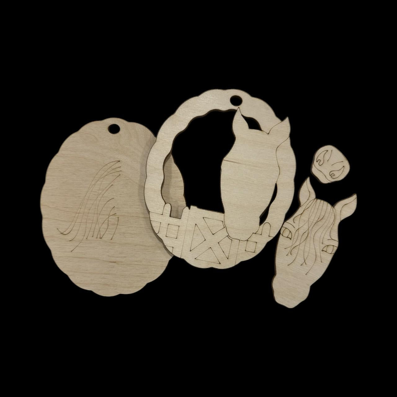 DIY Horse Ornament, Unfinished Car Charm, Holiday