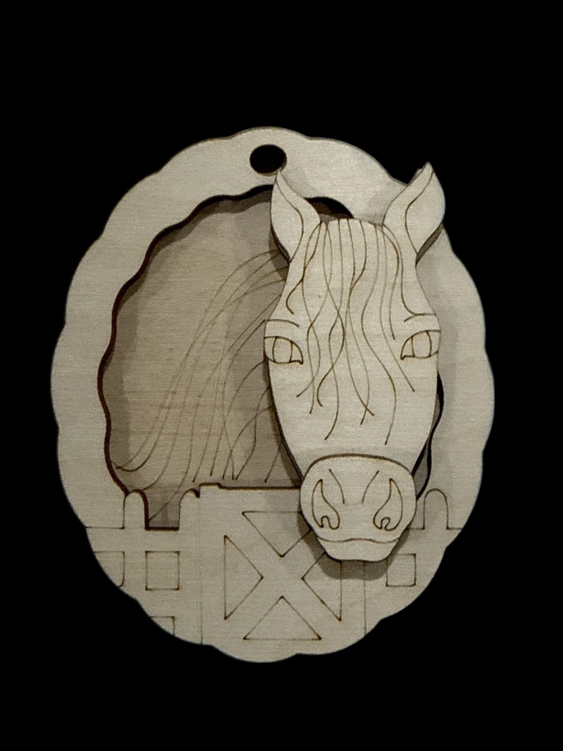 DIY Horse Ornament, Unfinished Car Charm, Holiday