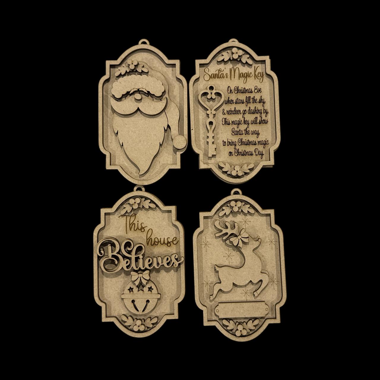 DIY Woodland Santa Ornaments, Vintage Santa, Reindeer