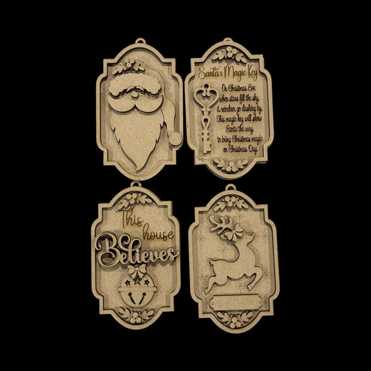 DIY Woodland Santa Ornaments, Vintage Santa, Reindeer