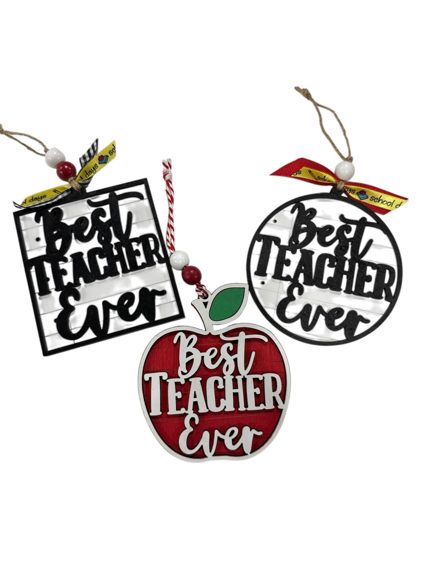 Best Teacher Ever Notepad Ornament, Teacher Gift, Apple Ornament