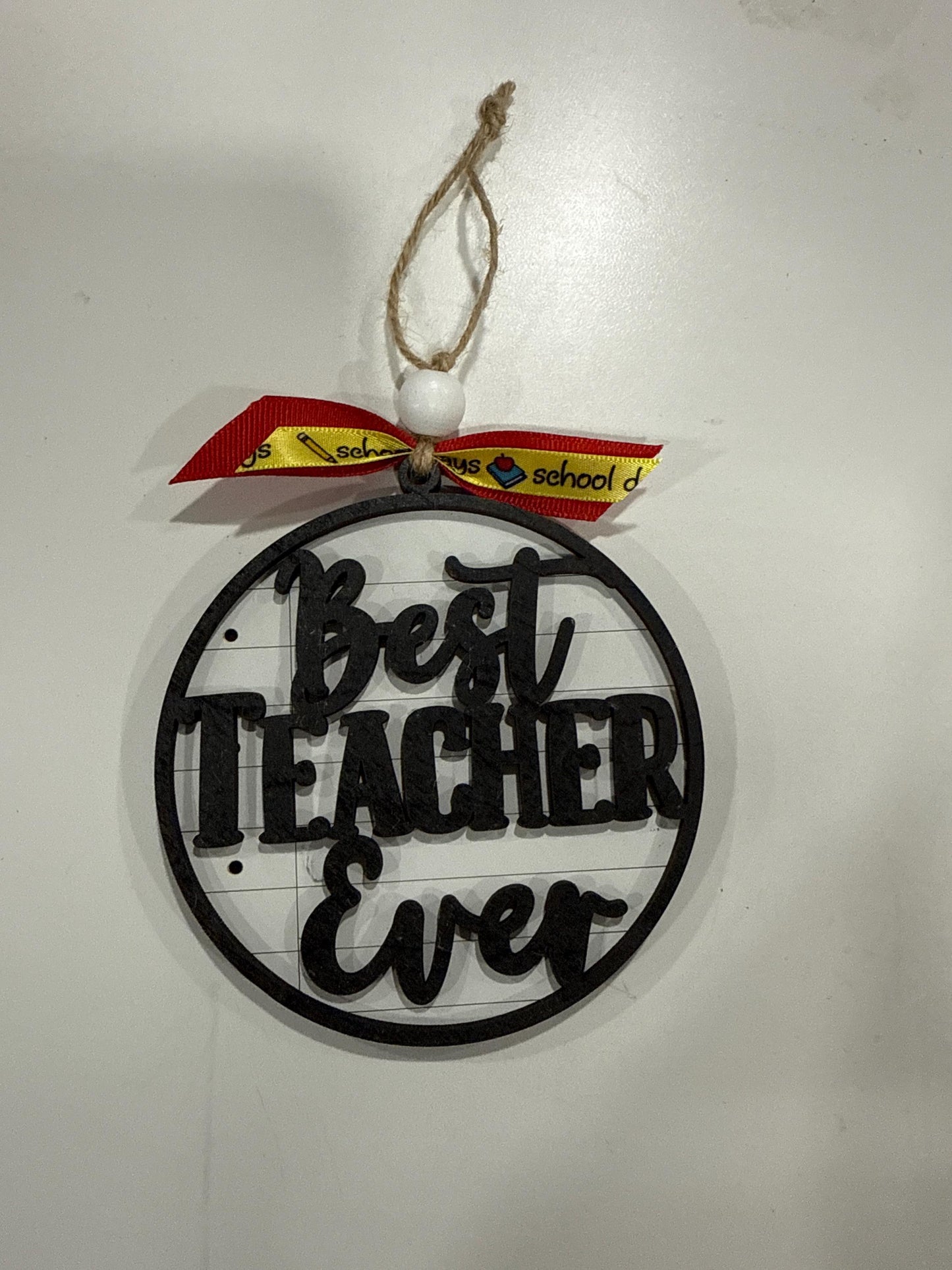 Best Teacher Ever Notepad Ornament, Teacher Gift, Apple Ornament