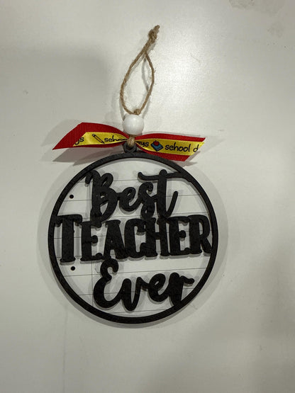 Best Teacher Ever Notepad Ornament, Teacher Gift, Apple Ornament