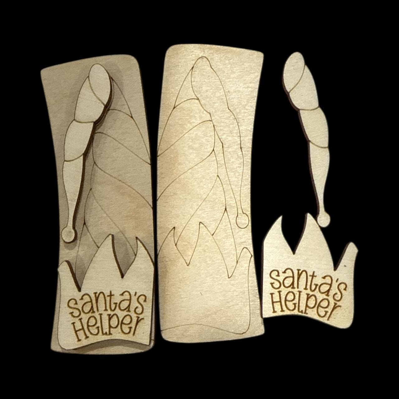 DIY Santas Helpers Claw Clip: Unfinished Wood Laser Cut, Holiday