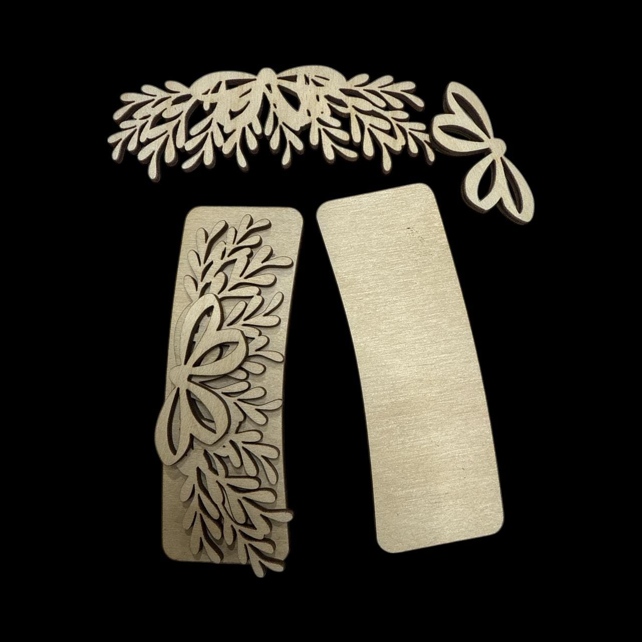 DIY Christmas Greenier Claw Clip: Unfinished Wood Laser Cut Blank