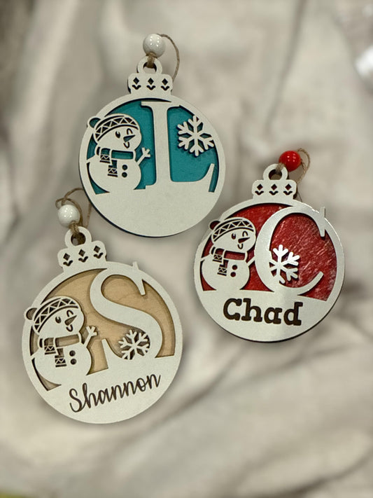 Snowman Ornament, Personalized, Gift Giving, Christmas Ornaments,