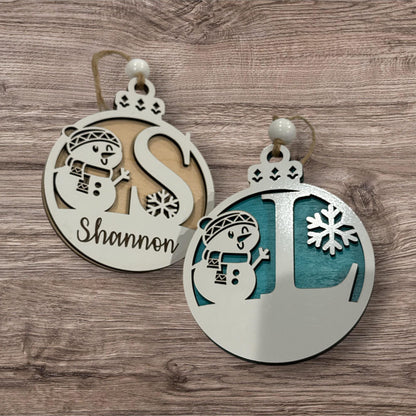 Snowman Ornament, Personalized, Gift Giving, Christmas Ornaments,