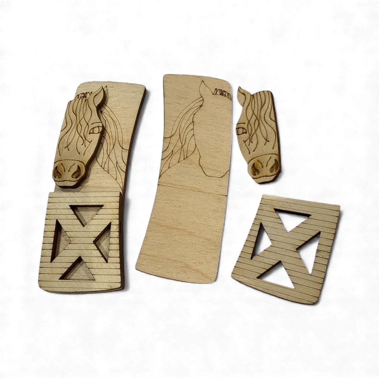 DIY Horse barn Claw Clip: Unfinished Wood Laser Cut Blank
