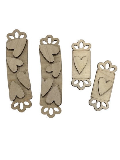 DIY Valentine Hearts Claw Clip: Unfinished Wood Laser Cut Blank, Valentines day Hair Clips, Hearts Hair Clips, Paint your own