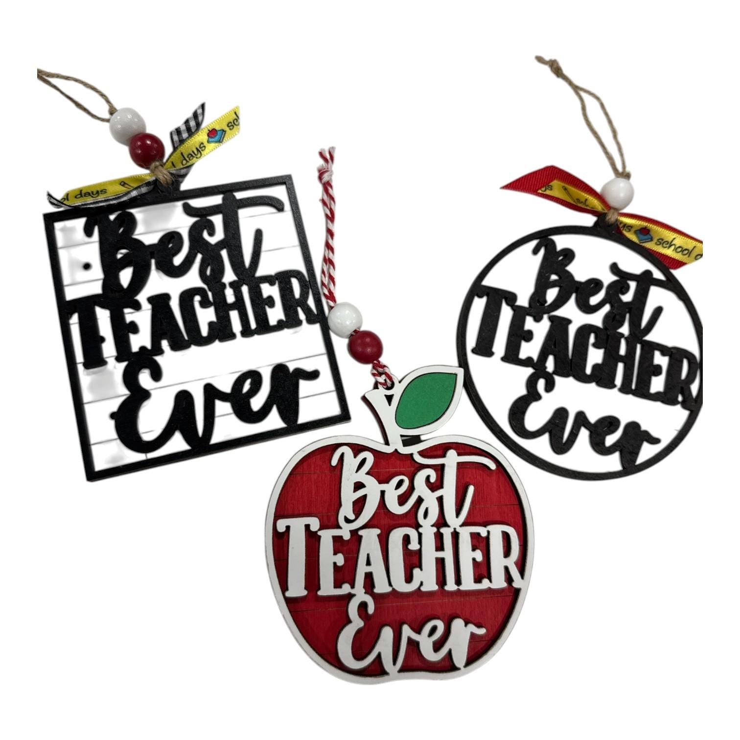 Best Teacher Ever Notepad Ornament, Teacher Gift, Apple Ornament