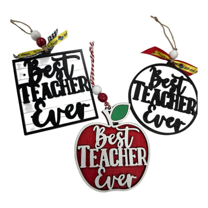Best Teacher Ever Notepad Ornament, Teacher Gift, Apple Ornament