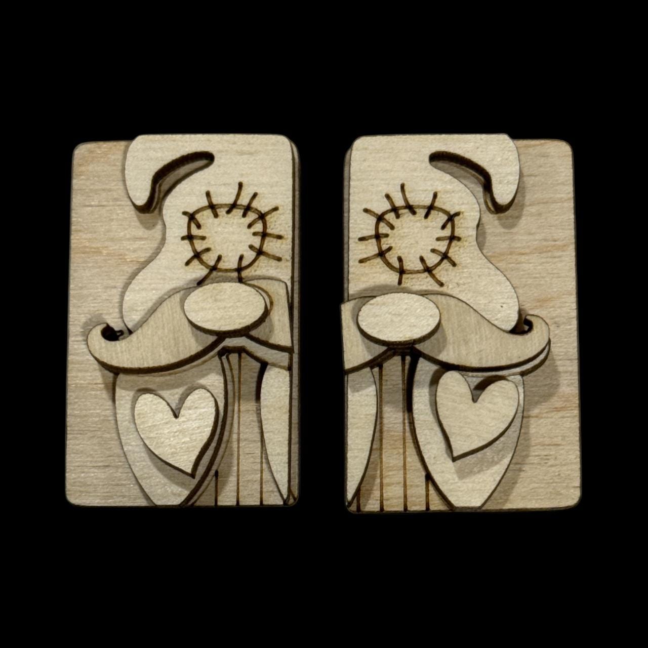 Heart Gnome DIY Wood Laser Blank Hair Clip: Ready to Paint, Clip2" and 4"