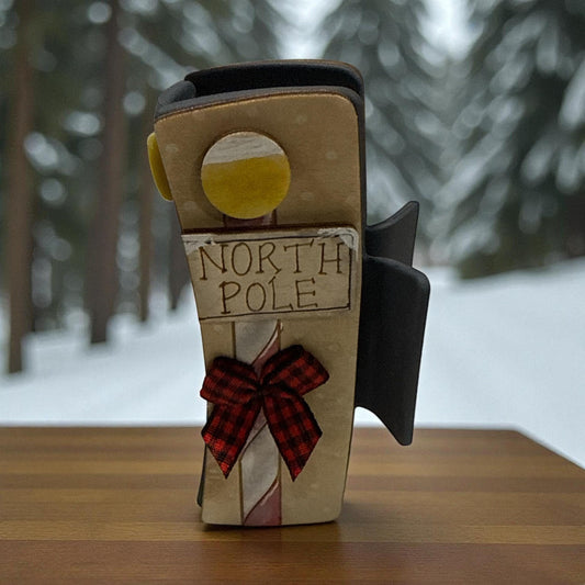 4" North Pole Hair Claw Clip: Wooden Holiday Accessory, Hand-painted