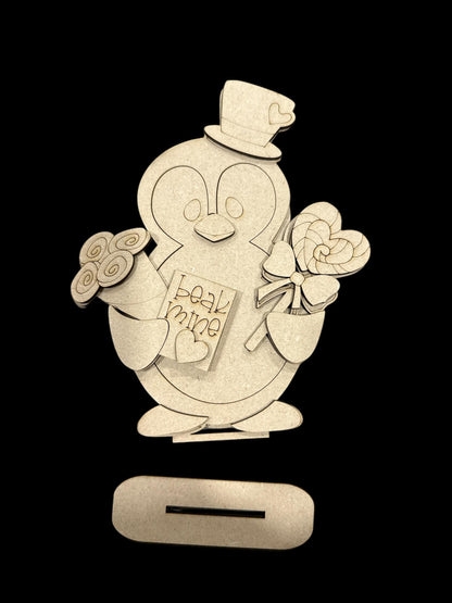 DIY Valentine Penguin Wood Paint Kit, Kids, Crafts, Home Decor Unfinished