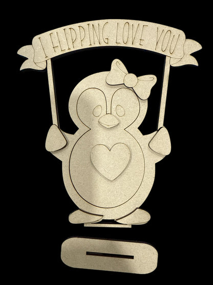 DIY Valentine Penguin Wood Paint Kit, Kids, Crafts, Home Decor Unfinished