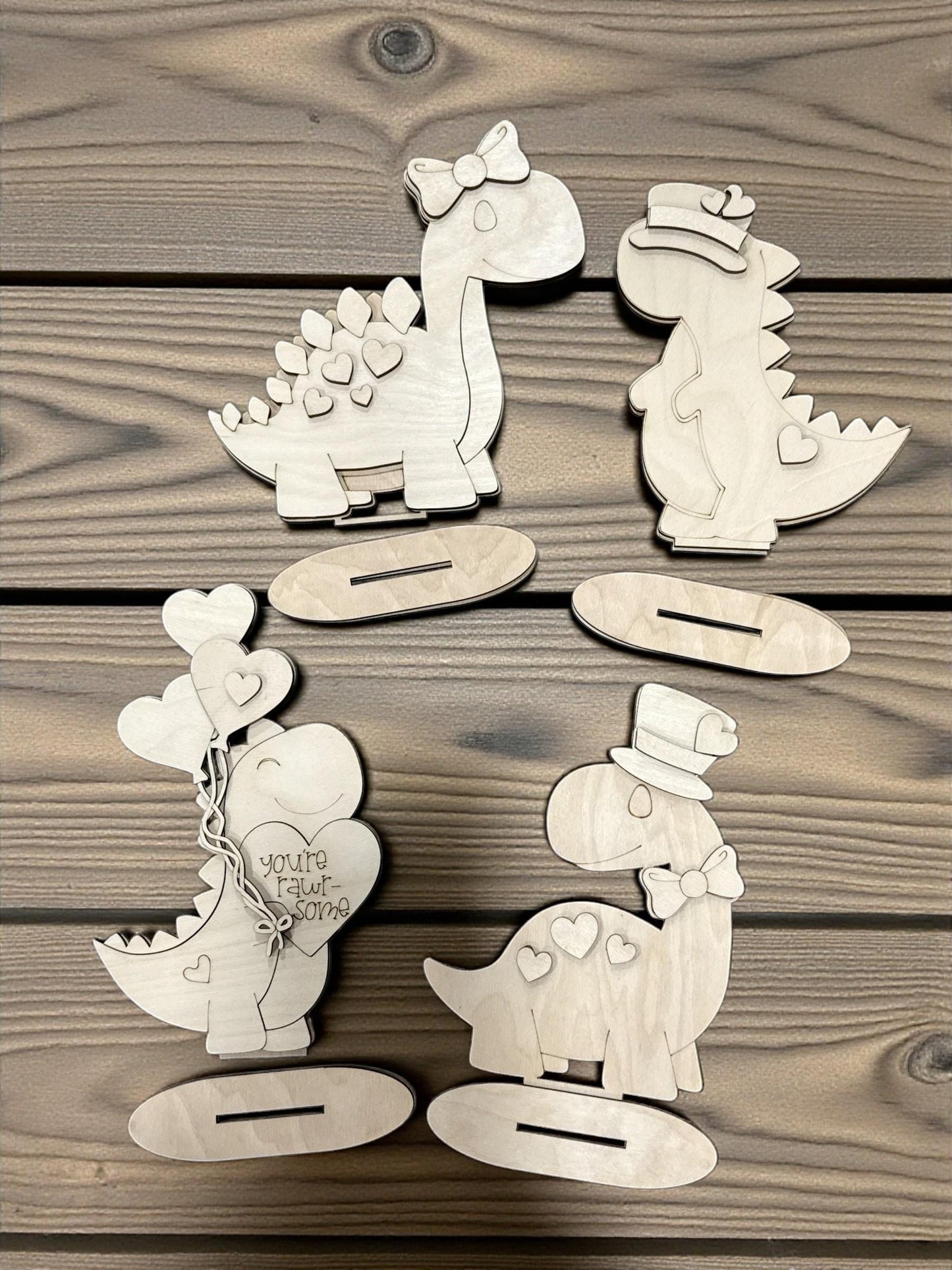 DIY Dinosaur Valentine Standing, TINY, Rawr, Roar, Love, Heart, Tiered Tray, Kids Craft