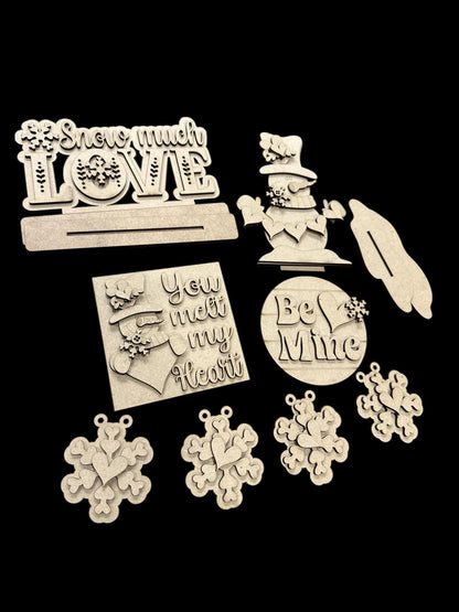 DIY Valentine Snowman Decor, Tiered Tray Snowman Unfinished, Snowman Valentine Tiered Tray, Shelf Sitter
