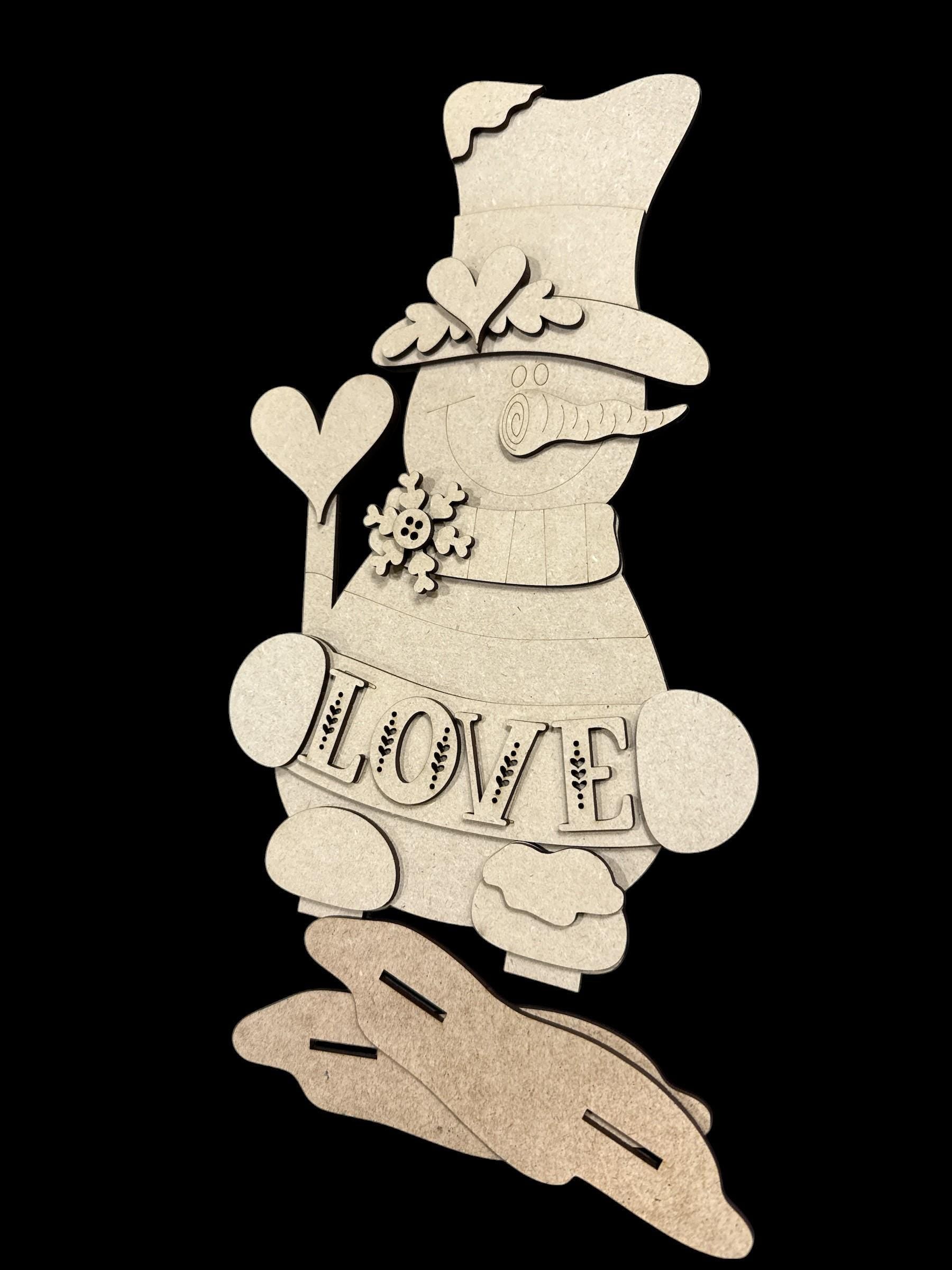 DIY Be Mine, Love Snowman Shelf Sitter, Unfinished