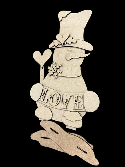 DIY Be Mine, Love Snowman Shelf Sitter, Unfinished