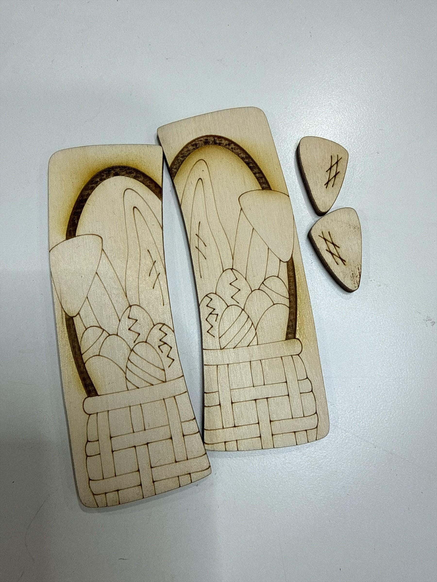 DIY Easter Bunny Basket Claw Clip: Unfinished Wood Laser Cut Blank