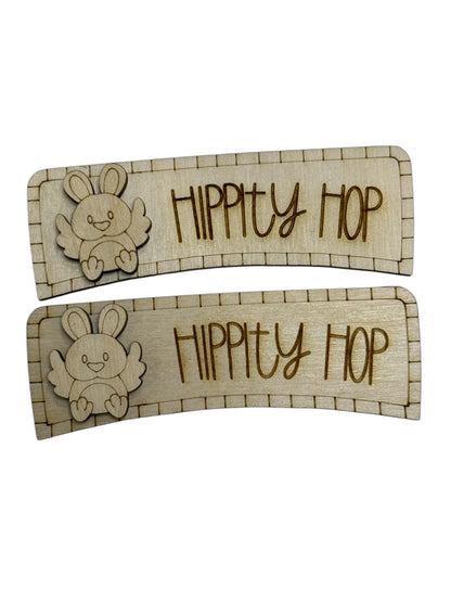 DIY Hippity Hop Claw Clip: Unfinished Wood Laser Cut Blank, Easter, Hippity Hop Easter Bunny