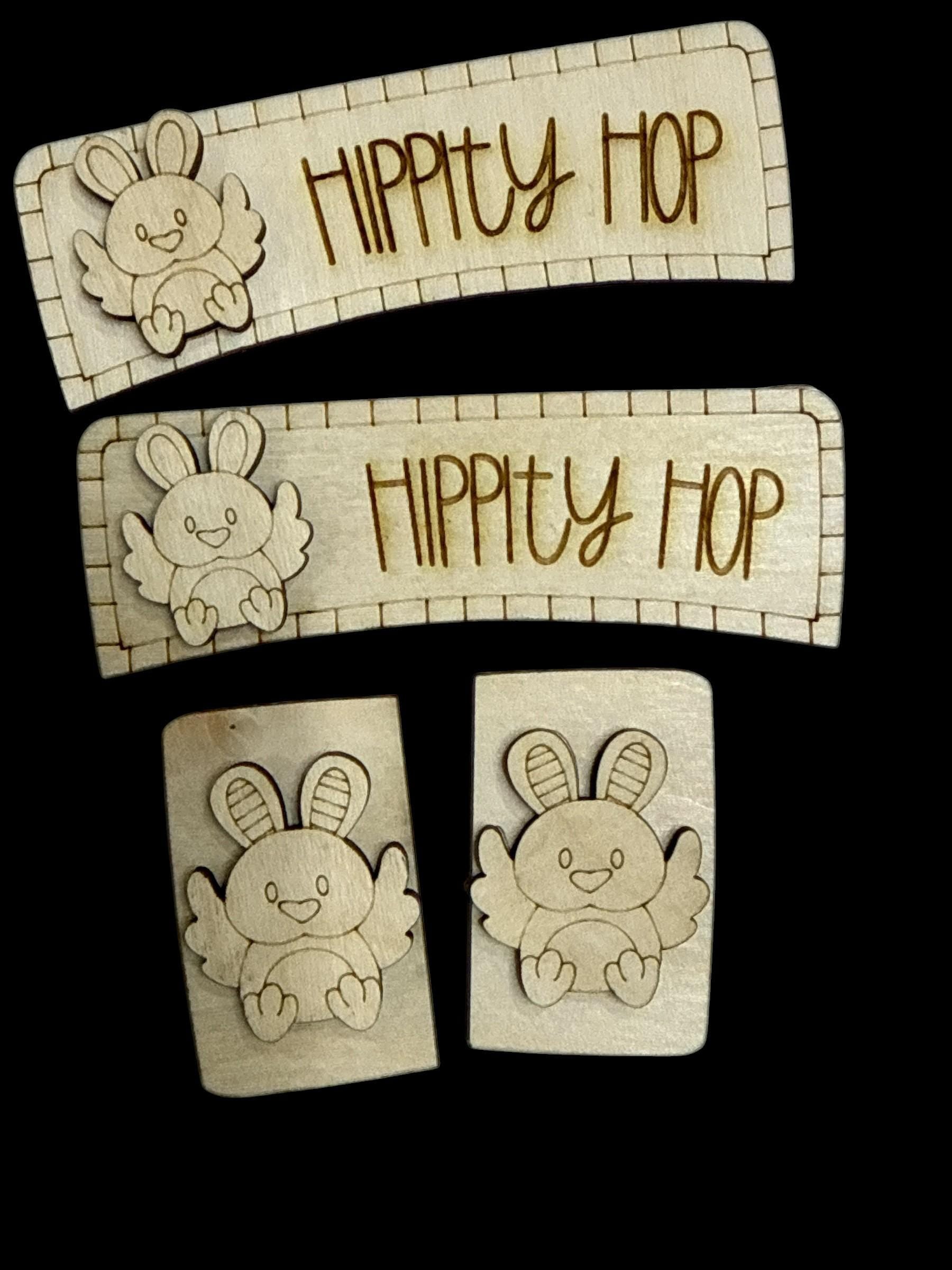DIY Hippity Hop Claw Clip: Unfinished Wood Laser Cut Blank, Easter, Hippity Hop Easter Bunny