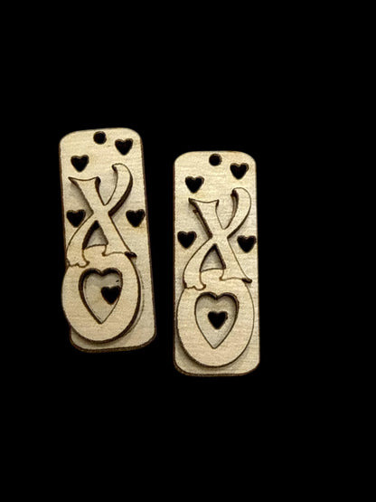 DIY Valentine Earrings, Hearts, XO, Be Mine unfinished earring