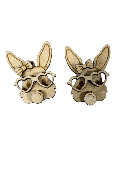 DIY Easter #2 Earrings, Bunny, Bunny ears, Bunny Glasses Unfinished